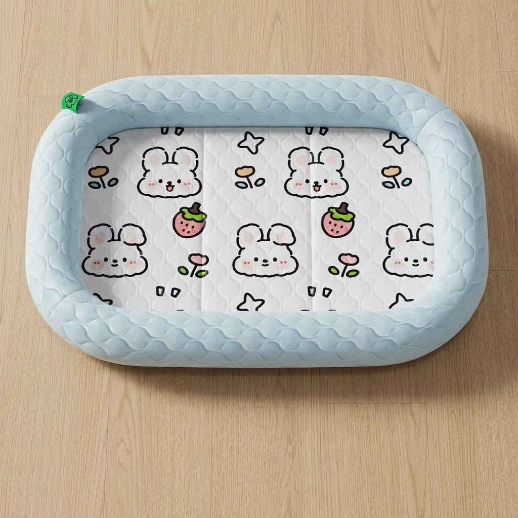 Cute Ice Silk Pet Bed Breathable Cooling Neck Support Summer Mat