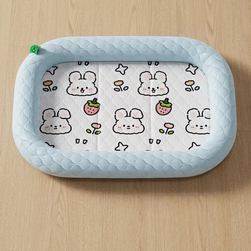 Cute Ice Silk Pet Bed Breathable Cooling Neck Support Summer Mat